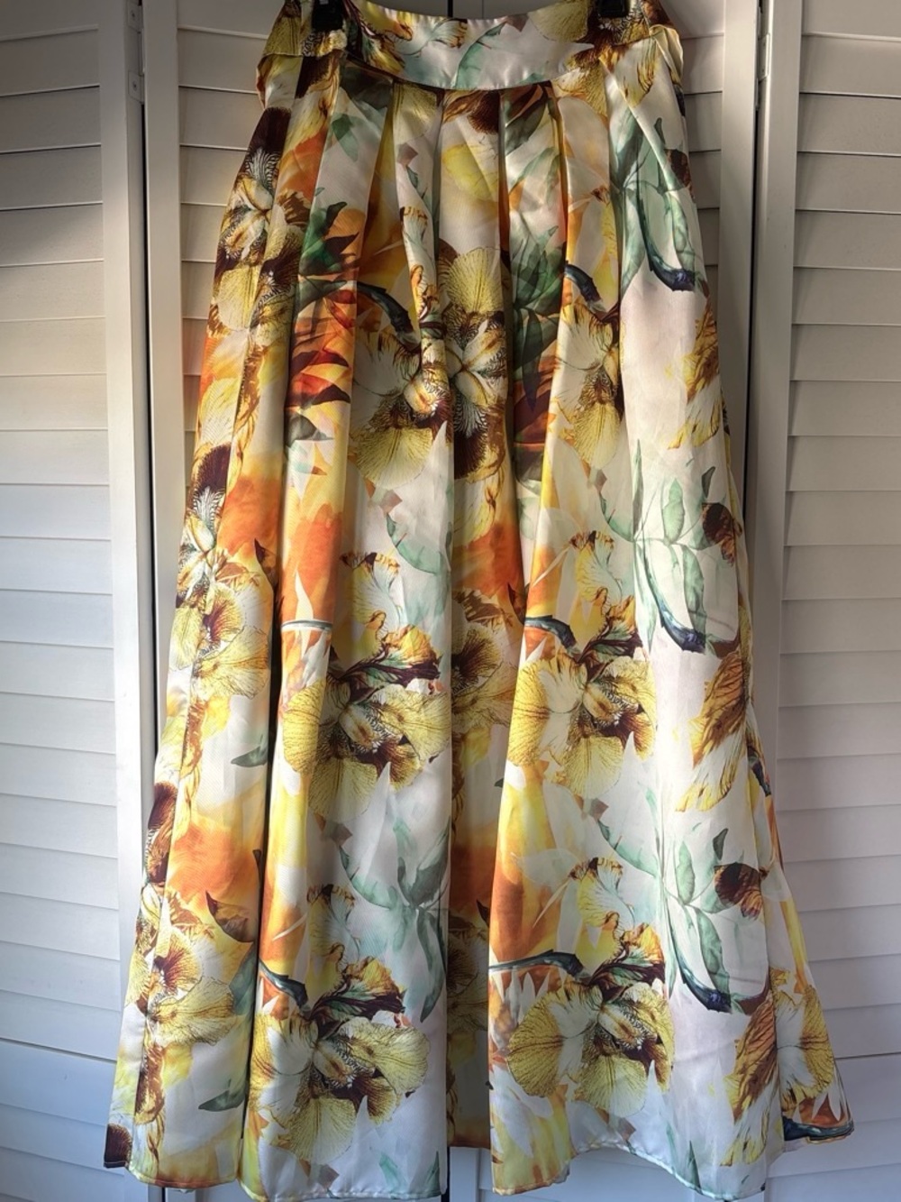 Floral A-Line Maxi Skirt in Yellow and Green - Picture 2 of 3